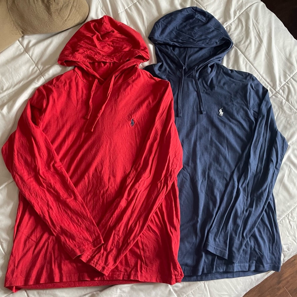 Men’s Hooded Long Sleeve Polo Top | Set of 2